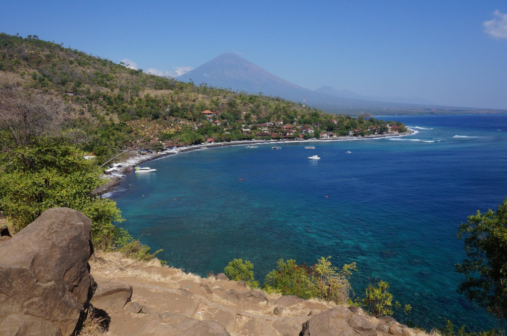 an aerial view of northern Bali's beaches.